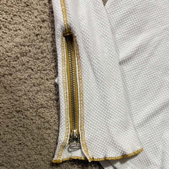 Free People White Long Sleeve Top with Gold Trim - Picture 3 of 4